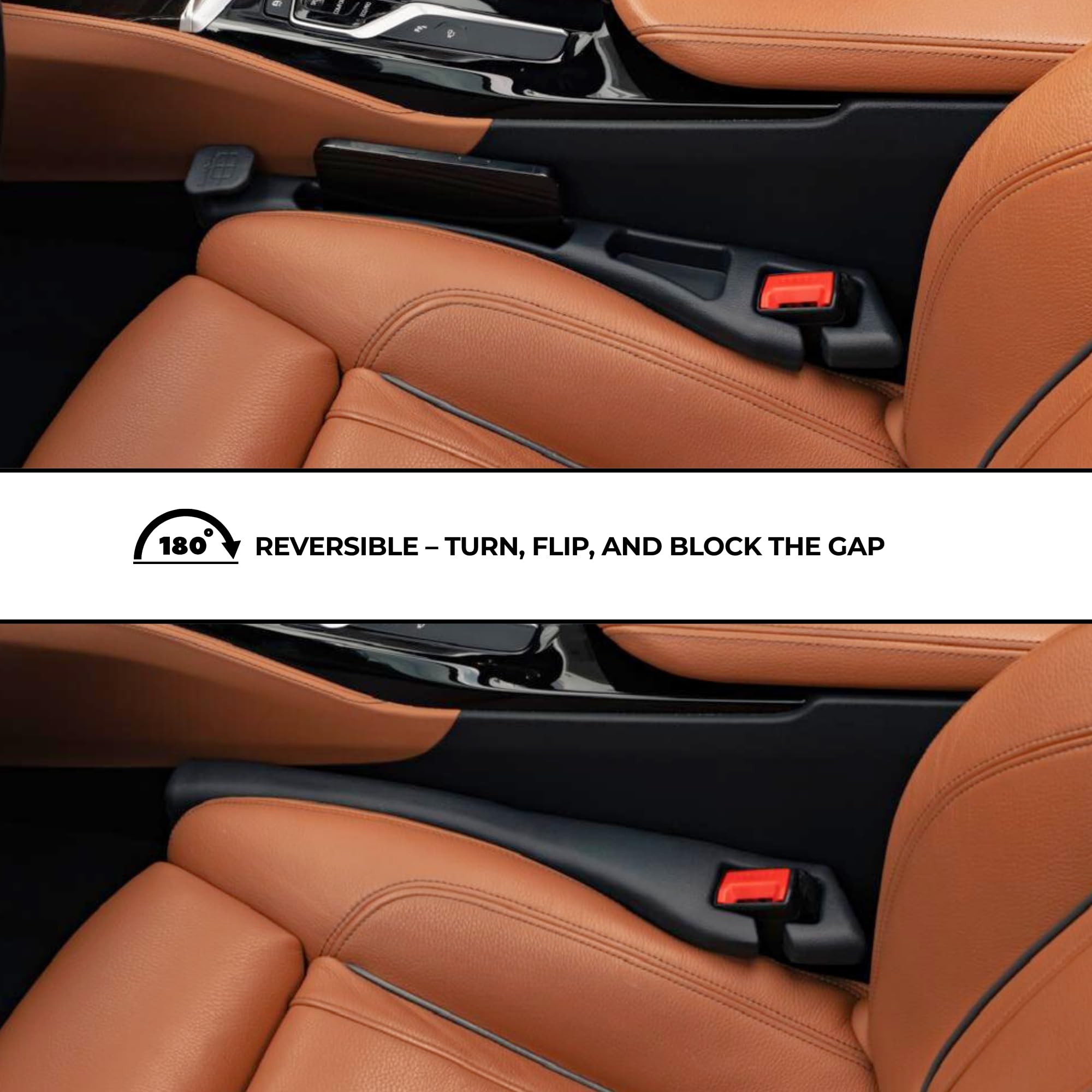 GapVault Car Seat Gap Filler and Organizer with Integrated Hook (Set of 2) – Blocks Lost Items, Holds Phone, Keys and Wallet – Universal Fit for Cars, SUVs and Trucks